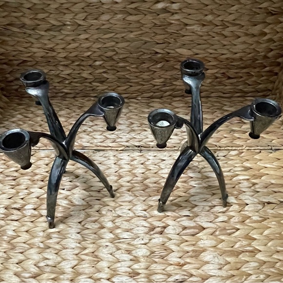 Vintage Oneida Atomic Silverplate Candelabra Heirloom Mid Century Modern‎ 1950’s - Picture 2 of 7